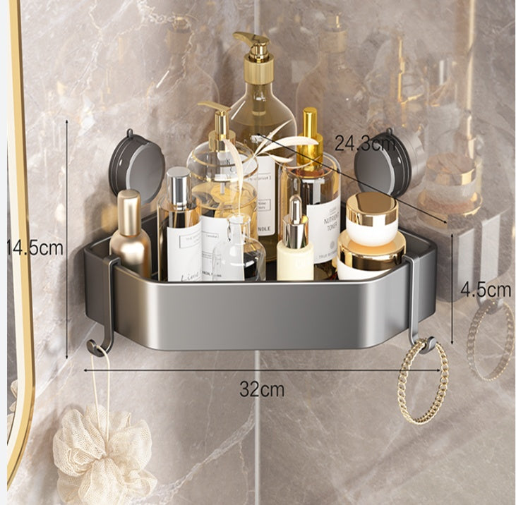 Suction Cup Bathroom Corner Shelf – No Drilling Storage Rack for Tiles & Glass