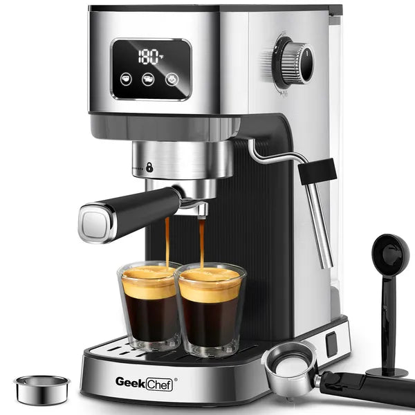 20-Bar Espresso & Cappuccino Machine – ESE Pod Compatible with Milk Frother & Pressure Gauge