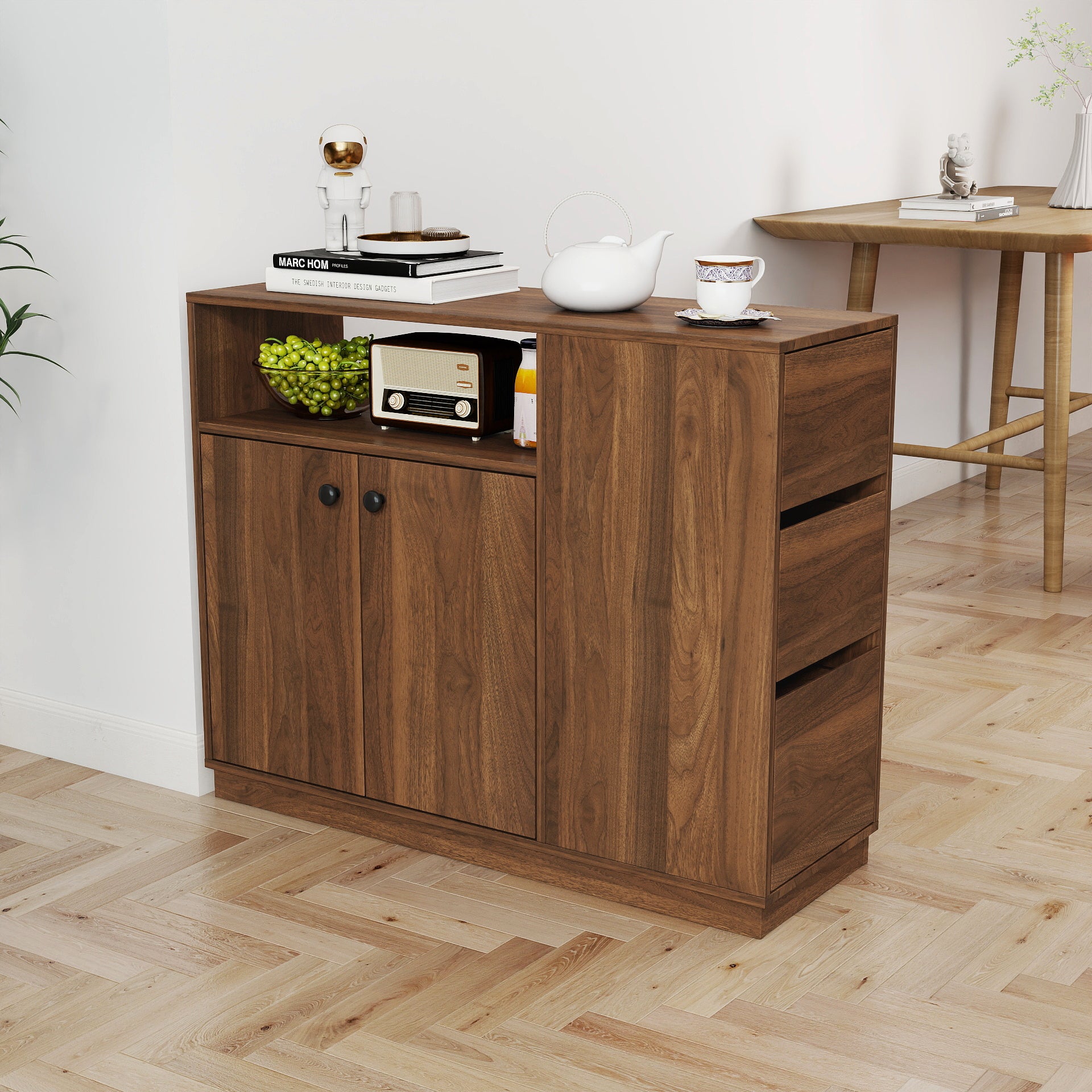 Wooden Kitchen Cabinet: Space-Saving and Easy-to-Use Portable Cabinet