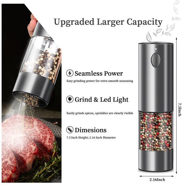 Electric Salt and Pepper Grinder Set – Adjustable Coarseness, One-Touch Use
