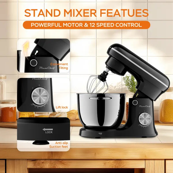 Electric Stand Mixer 5L – 10-Speed Tilt-Head Kitchen Mixer with Stainless Bowl & 3 Attachments