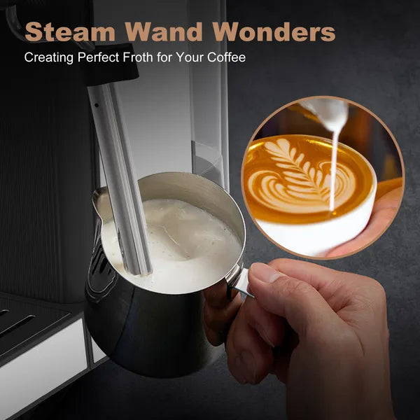 20-Bar Espresso & Cappuccino Machine – ESE Pod Compatible with Milk Frother & Pressure Gauge