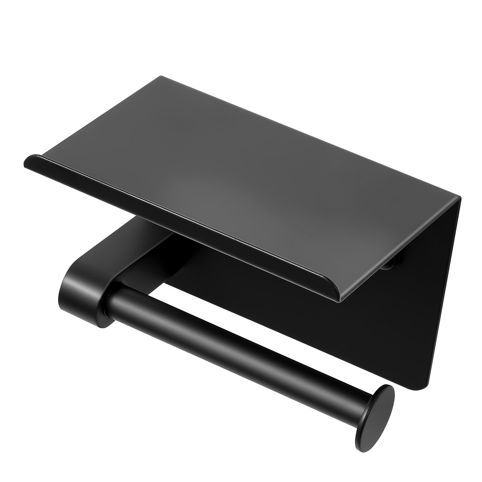 Toilet Paper Holder with Shelf – Wall Mounted, Matte Black