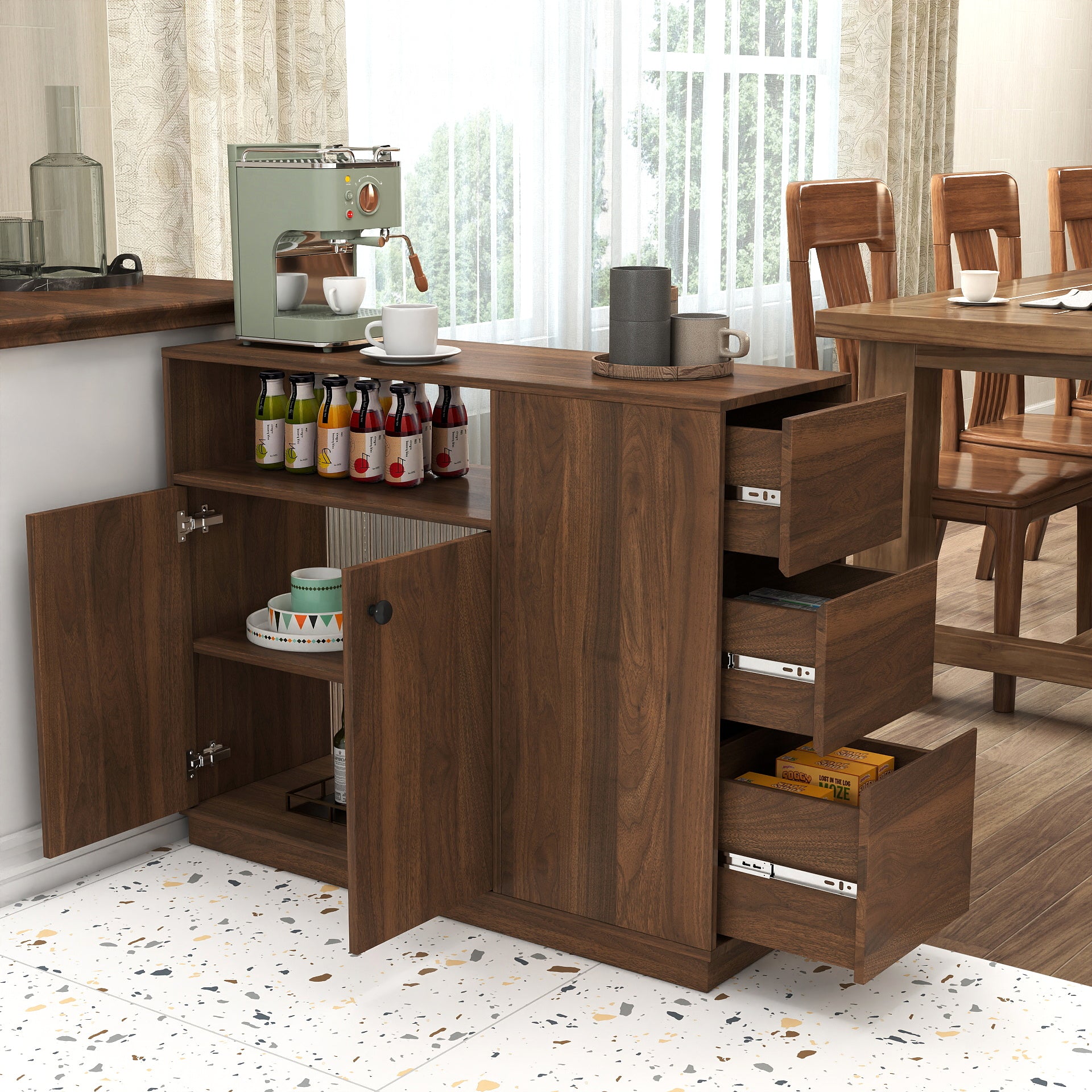 Wooden Kitchen Cabinet: Space-Saving and Easy-to-Use Portable Cabinet