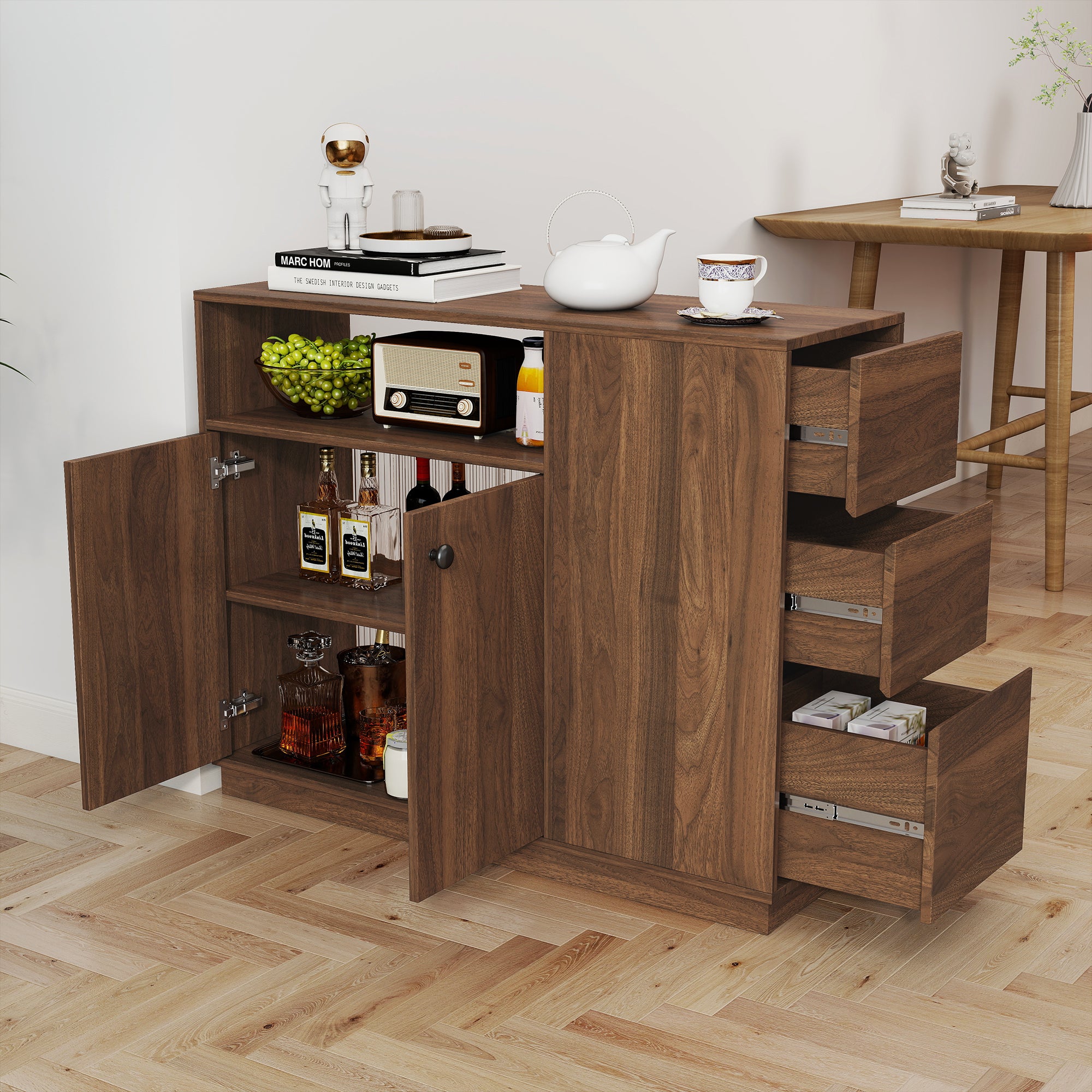 Wooden Kitchen Cabinet: Space-Saving and Easy-to-Use Portable Cabinet