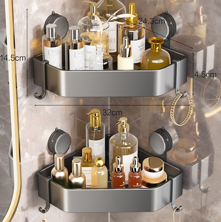 Suction Cup Bathroom Corner Shelf – No Drilling Storage Rack for Tiles & Glass