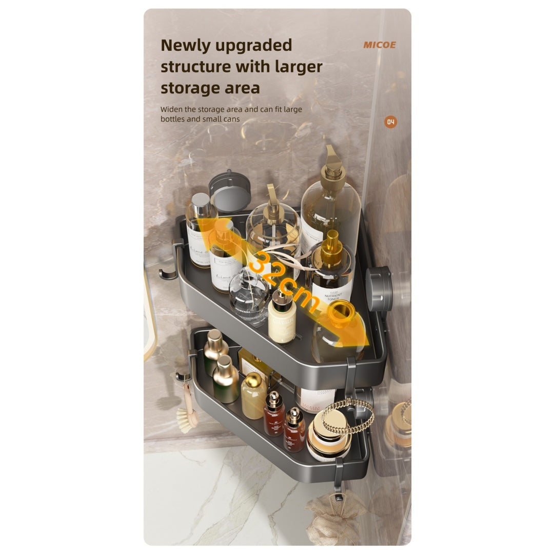 Suction Cup Bathroom Corner Shelf – No Drilling Storage Rack for Tiles & Glass